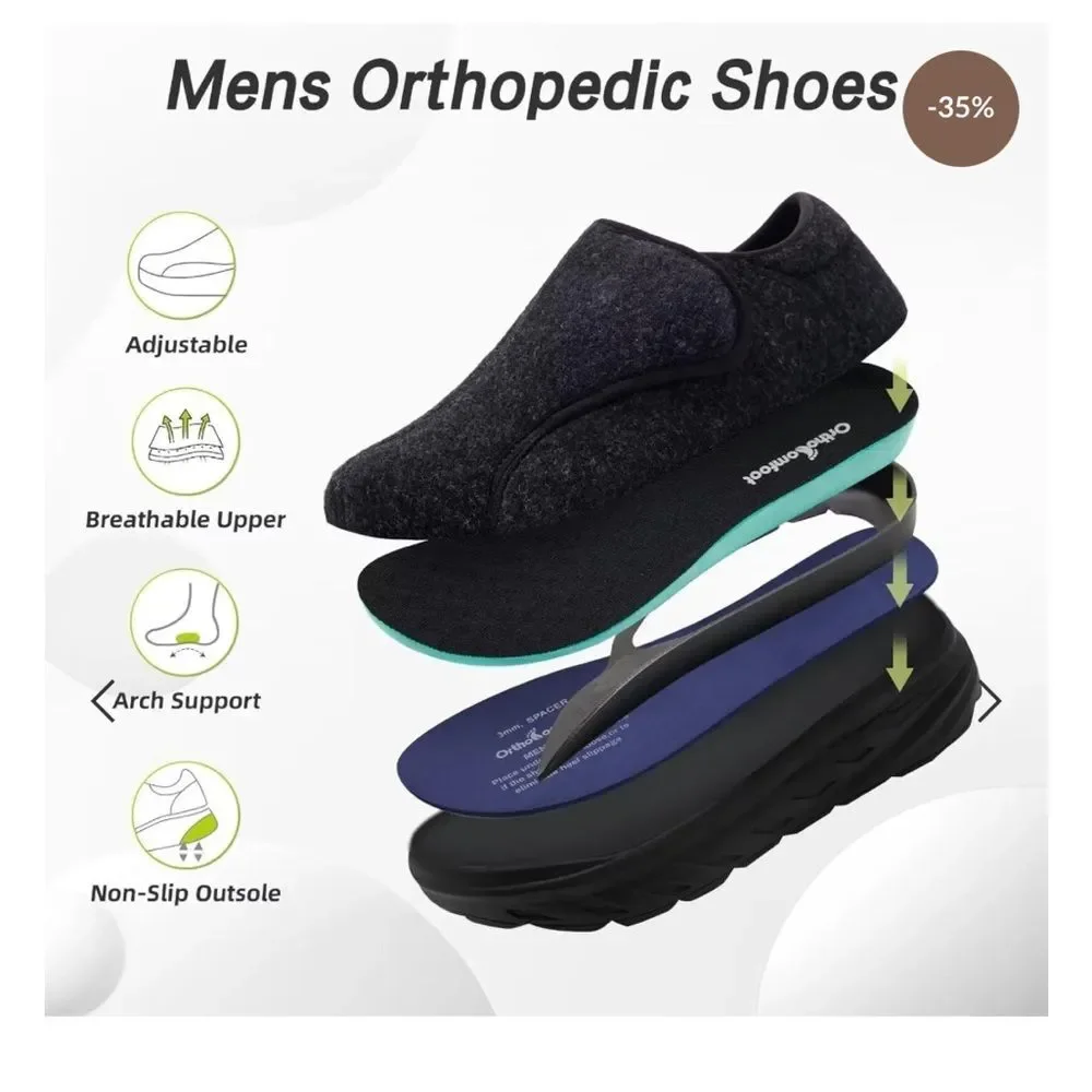 (C5) OrthoComfoot Men's Wide Fit Diabetic Walking Shoes, Size 11